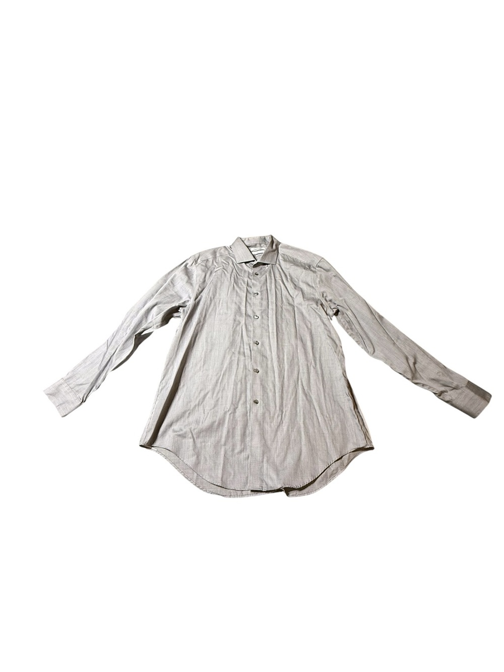 Calvin Klein Men Slim Fit Dress Shirt Silver Grey Long Sleeve 16 1/2 16.5 32/33